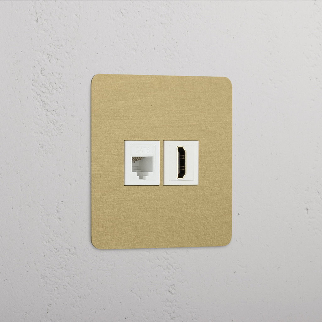 Modulo Singolo RJ45 & HDMI in Ottone Antico Bianco - Connettività Superiore