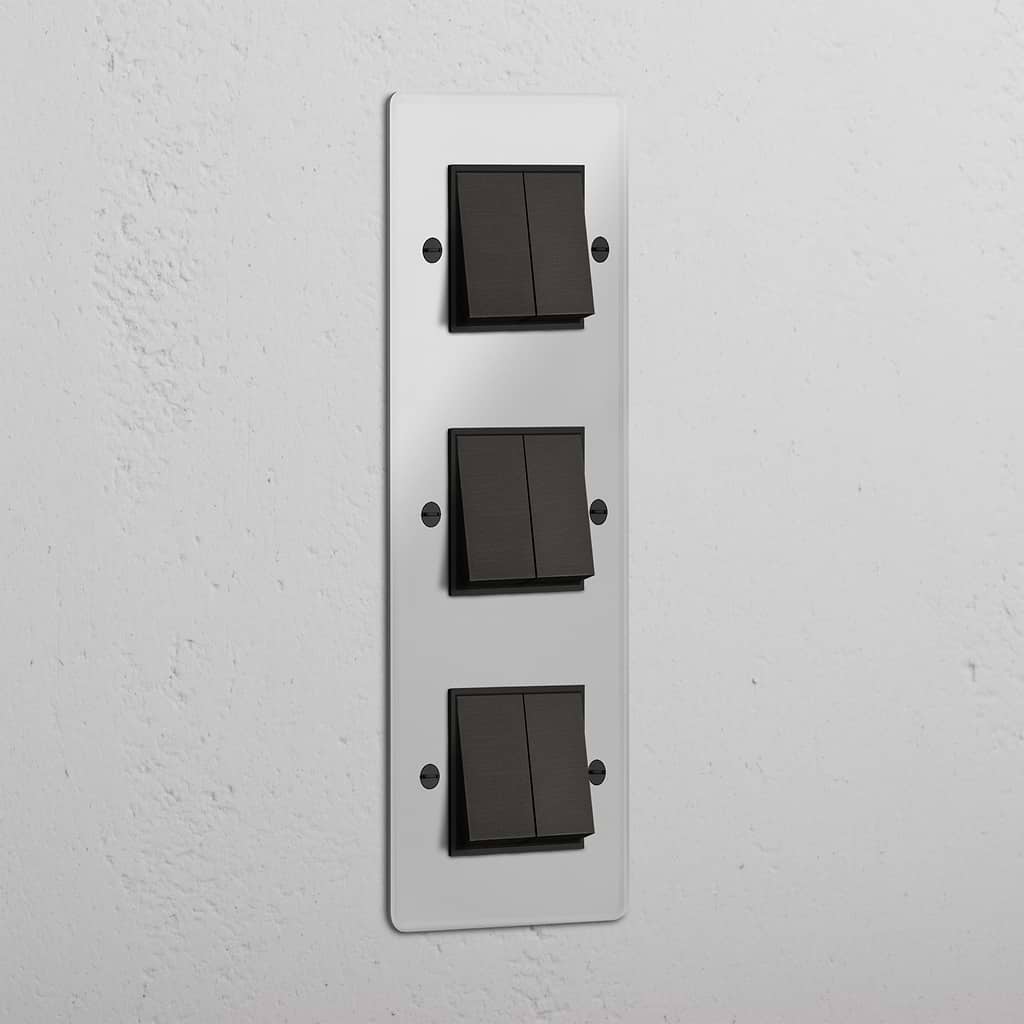 Interruttore a Bascula Triplo Verticale a Sei Posizioni in Bronzo Nero Trasparente - Soluzione Avanzata di Controllo Luminoso