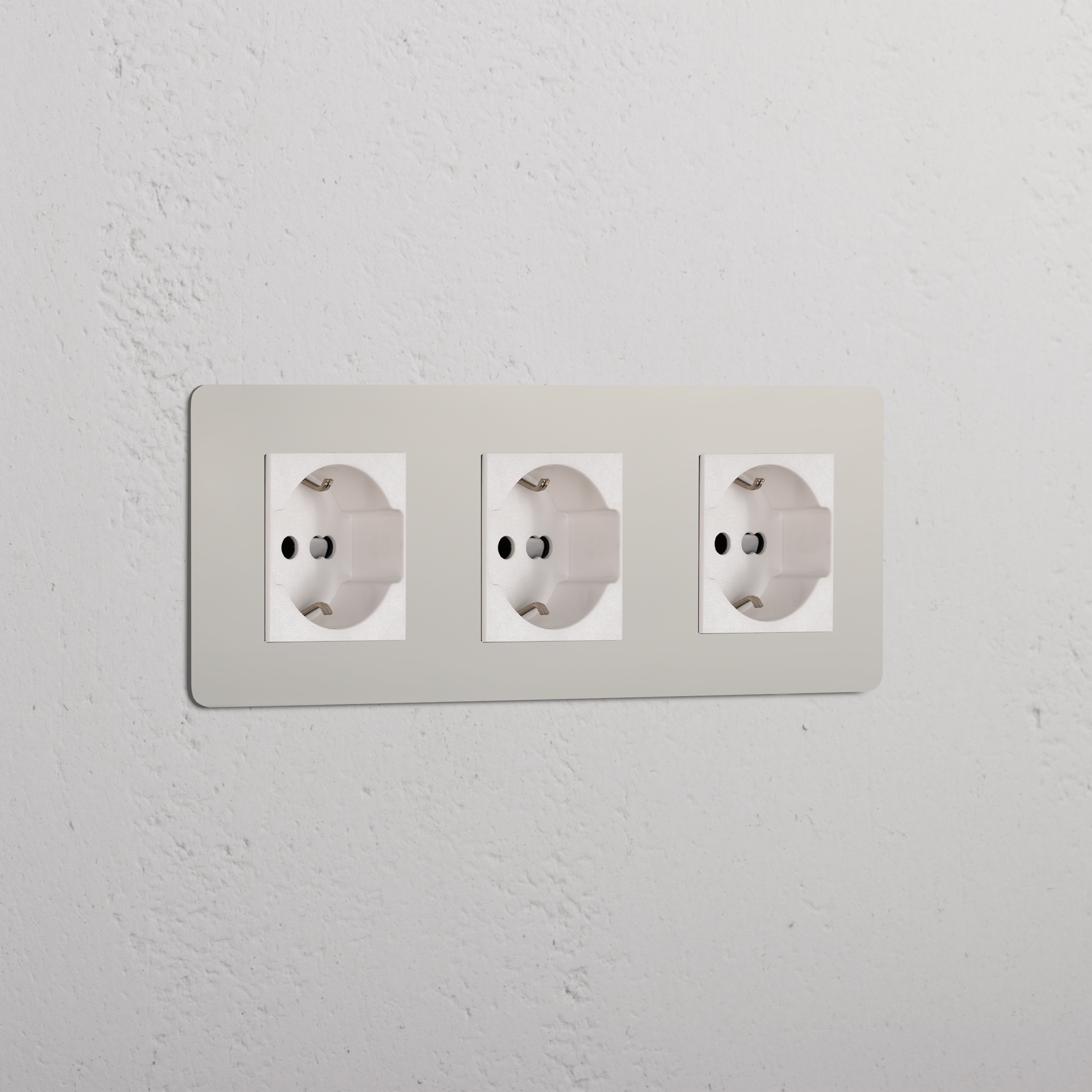 Modulo Triplo 3x Schuko/Bipasso in Nichel Lucido Bianco
