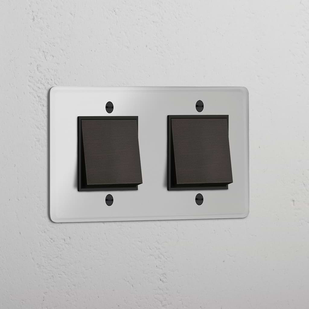 Interruttore Doppio a Bilanciere in Bronzo Nero Trasparente - Soluzione Moderna per Operazione Luminosa