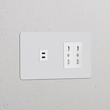Modulo USB 30W + Modulo di alimentazione Bipasso 2x - Pitturabile Bianco