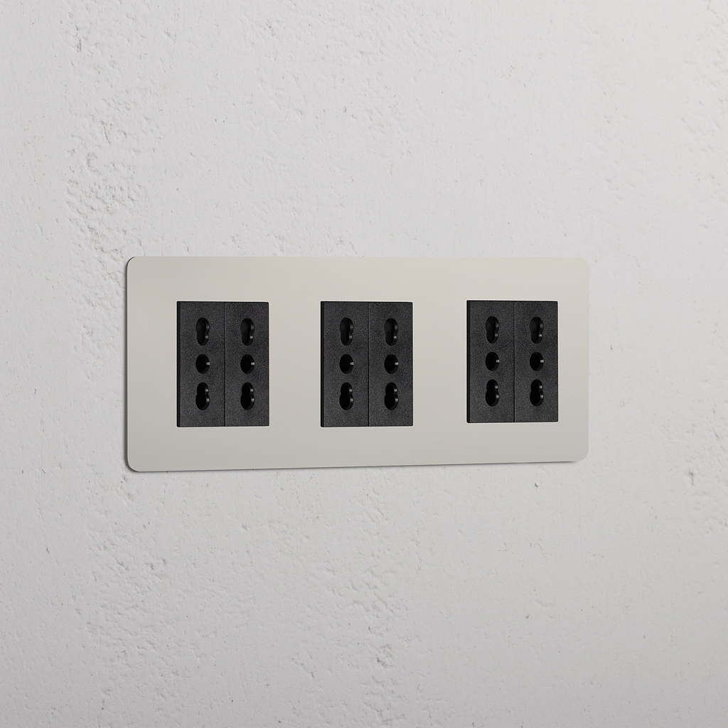 Modulo Triplo 6x Bipasso in Nichel Lucido Nero