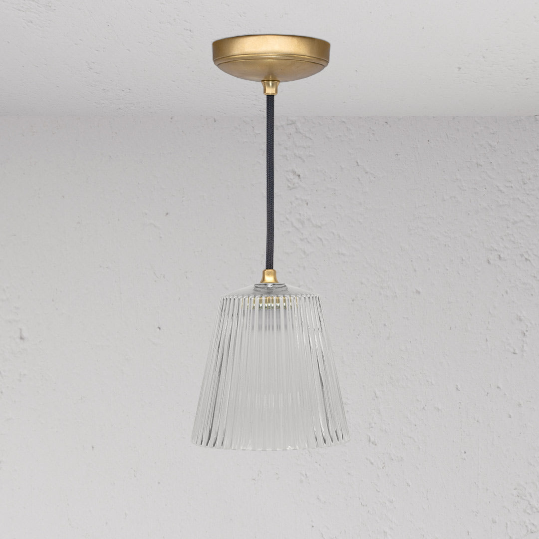 Richmond Medium Pendant Light Fluted Glass - Antique Brass