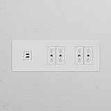 Modulo USB 30W + Modulo di alimentazione Bipasso 4x - Pitturabile Bianco
