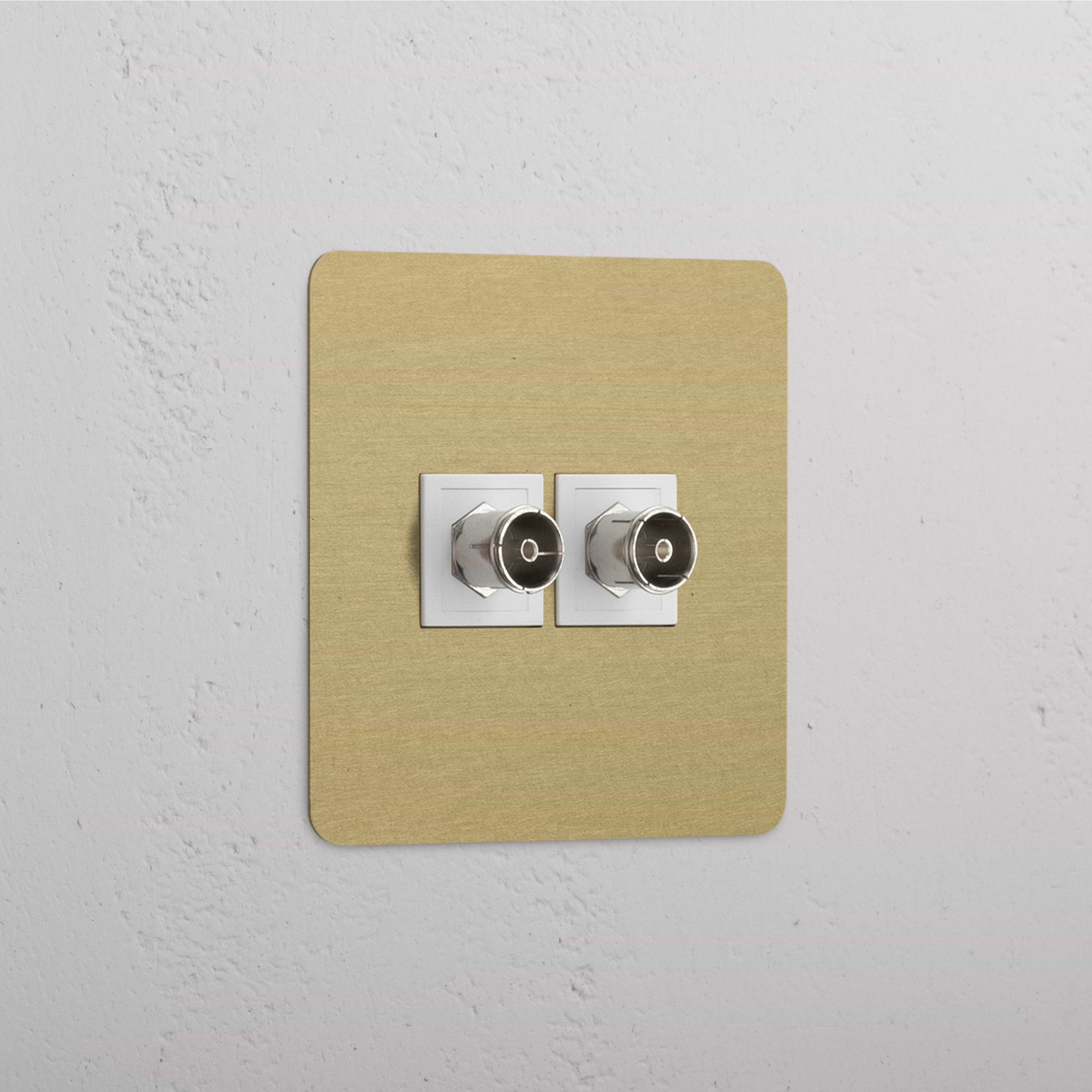 Modulo TV Singolo Design 2x in Ottone Antico Bianco - Ricezione Ottimale del Segnale