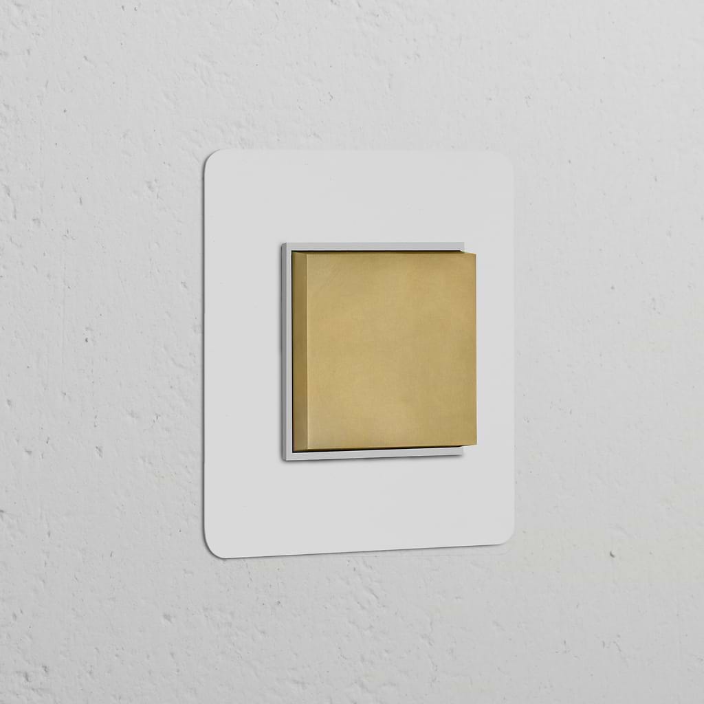 Interruttore Pulsante 3 posizioni a Bilanciere Singolo – Pitturabile Ottone Antico Bianco