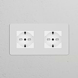 Modulo di alimentazione Schuko/Bipasso Doppio 2x - Pitturabile Bianco