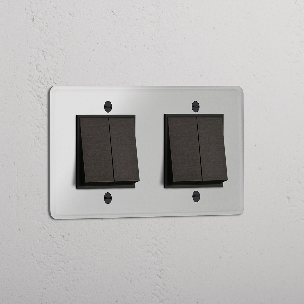 Interruttore Doppio a Bilanciere a Quattro Posizioni in Bronzo Nero Trasparente - Sistema Efficace per Controllo Luce