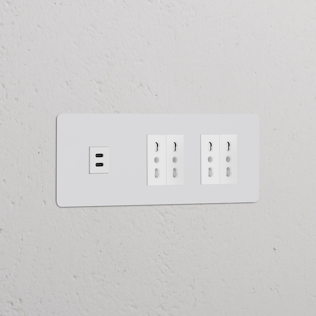 Modulo USB 30W + Modulo di alimentazione Bipasso 4x - Pitturabile Bianco