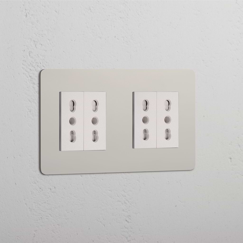 Modulo Doppio 4x Bipasso - Nichel Lucido Bianco