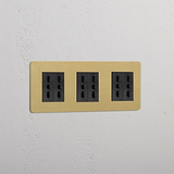 Modulo Triplo 6x Bipasso in Ottone Antico Nero