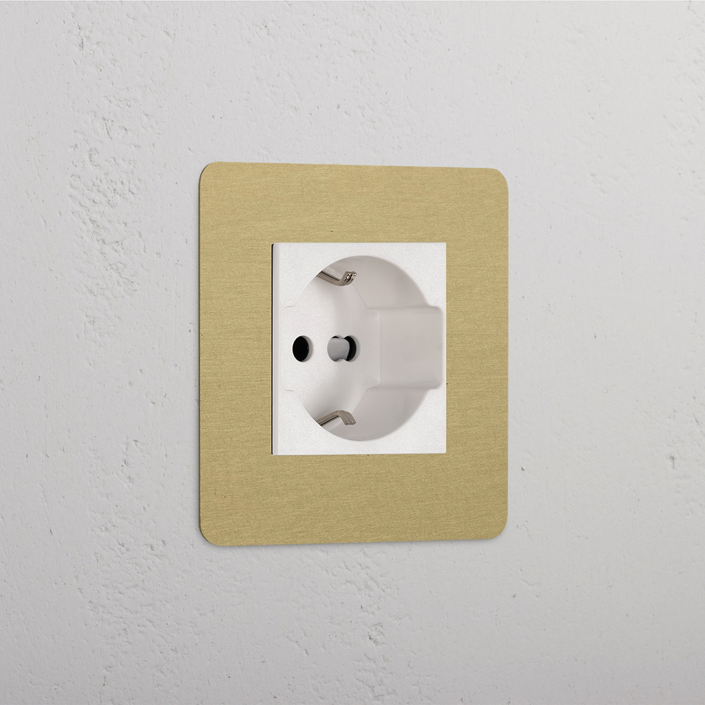 Modulo Singolo Schuko/Bipasso in Ottone Antico Bianco