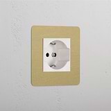 Modulo Singolo Schuko/Bipasso in Ottone Antico Bianco