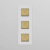 Interruttore a Bilanciere Triplo Verticale 3x – Pitturabile Ottone Antico Bianco