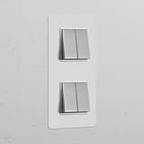Interruttore a Bilanciere Doppio Verticale 4x – Pitturabile Nichel Lucido Bianco