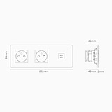 Triplo Modulo USB da 30W & 2x Francesi - Nichel Lucido Bianco