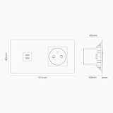 Doppio Modulo USB 30W & Francese - Nichel Lucido Bianco