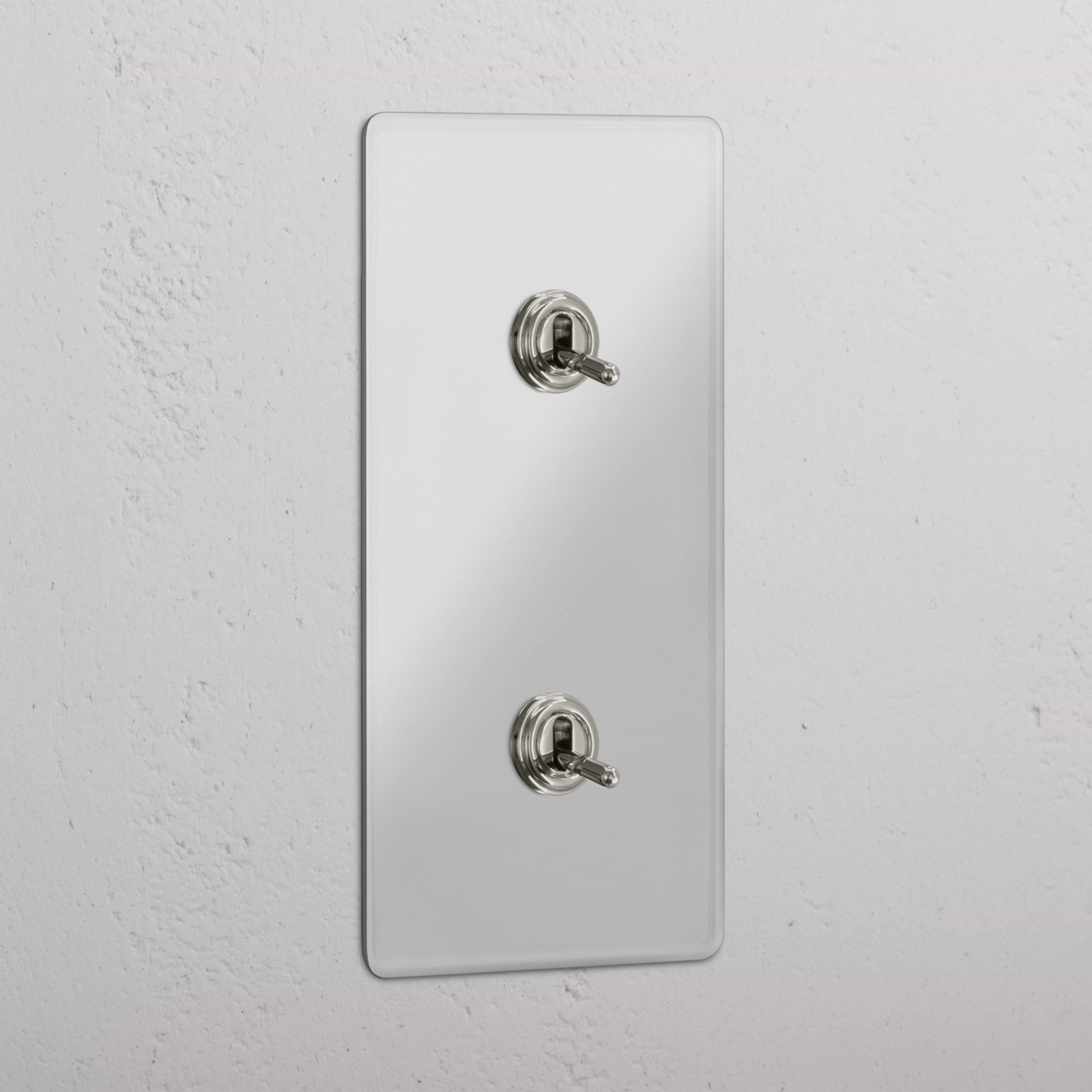 Double 2x Vertical Toggle Switch - Clear Polished Nickel