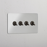 Double 4x Toggle Switch - Clear Bronze