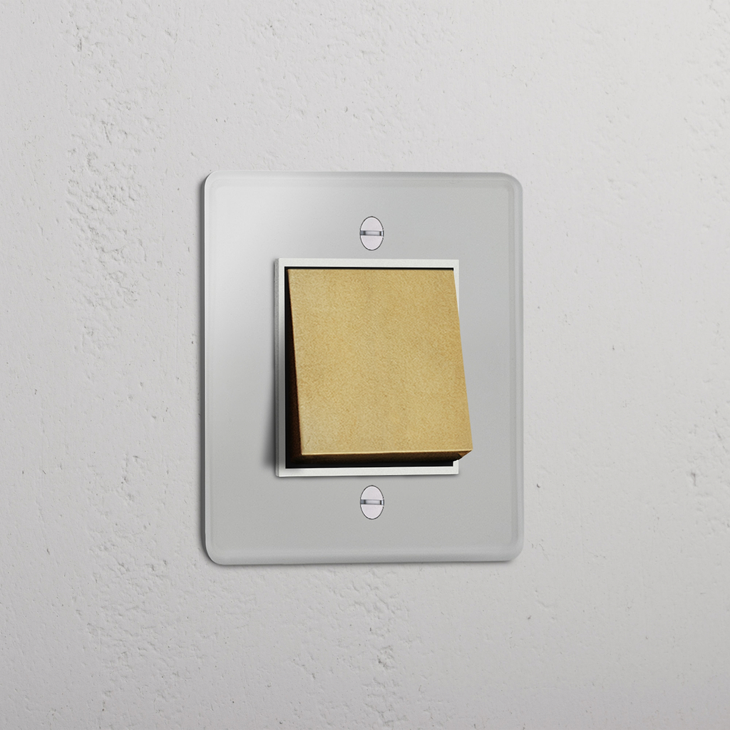 Single Rocker Switch (Int) - Clear Antique Brass White