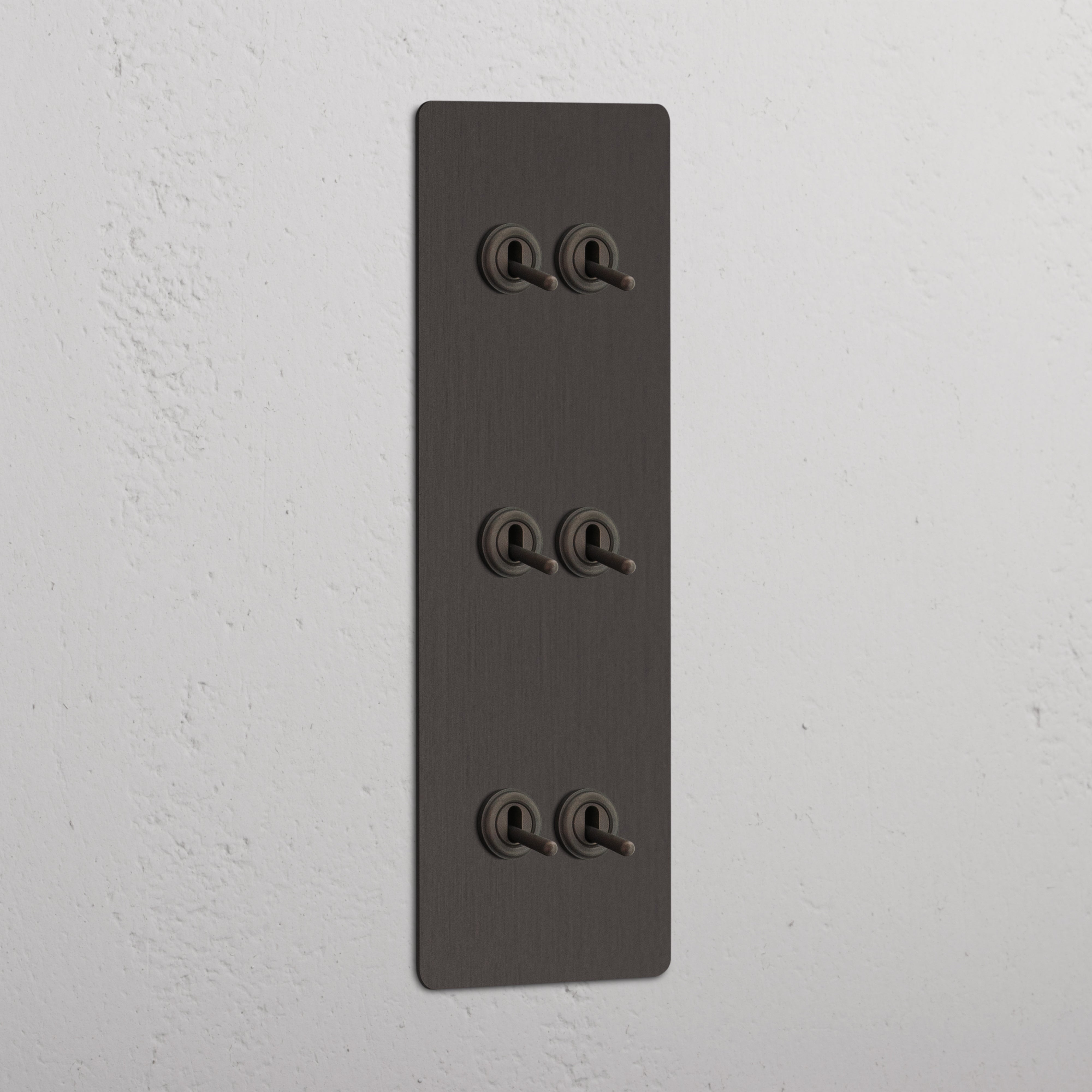 Triple 6x Vertical Toggle Switch - Bronze