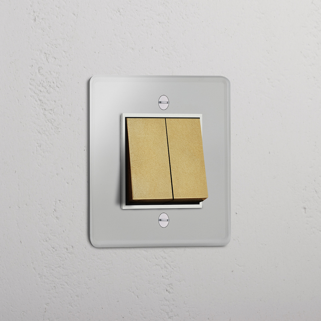 Single 2x Rocker Switch - Clear Antique Brass White
