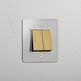 Single 2x Rocker Switch - Clear Antique Brass White
