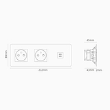 Moduł gniazda USB 30 W i okrągły moduł gniazda francusko/belgijskiego typ E x 2 w potrójnej ramce - Biały do malowania