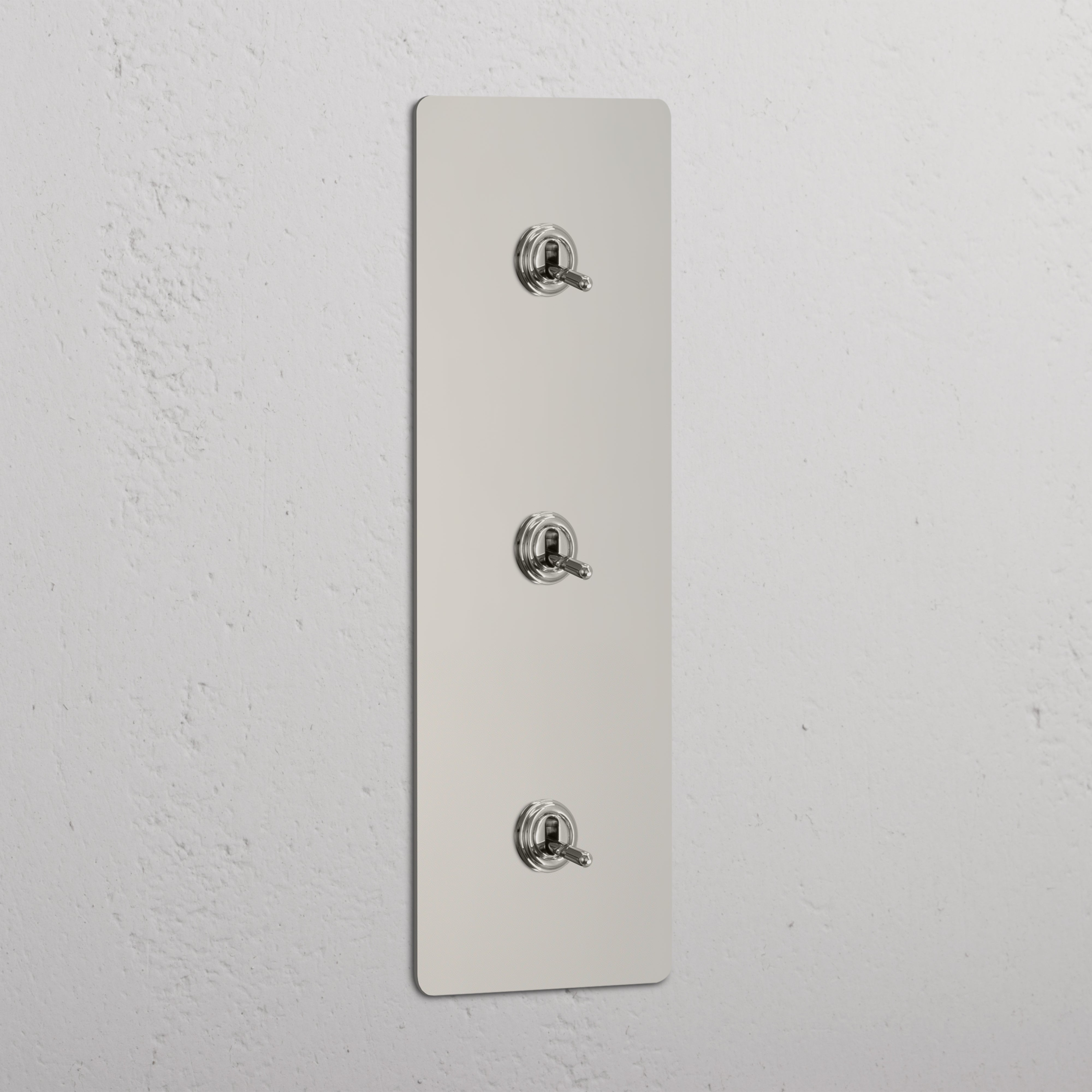 Triple 3x Vertical Toggle Switch - Polished Nickel