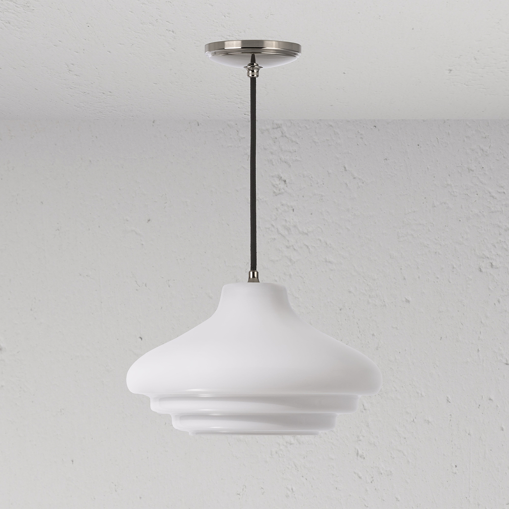 Brookfield średnia lampa wisząca z opalowym szkłem - Polerowany nikiel