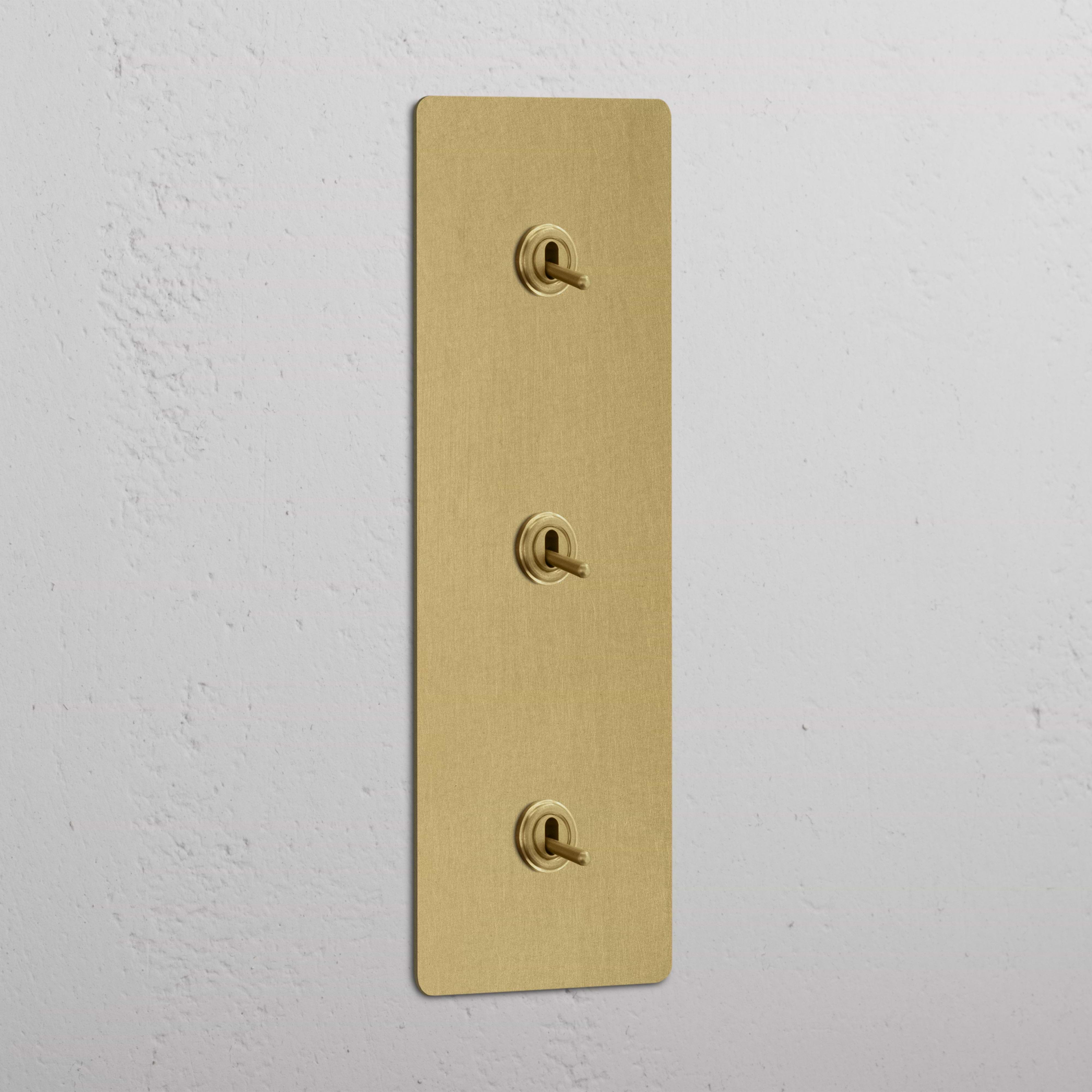 Triple 3x Vertical Toggle Switch - Antique Brass
