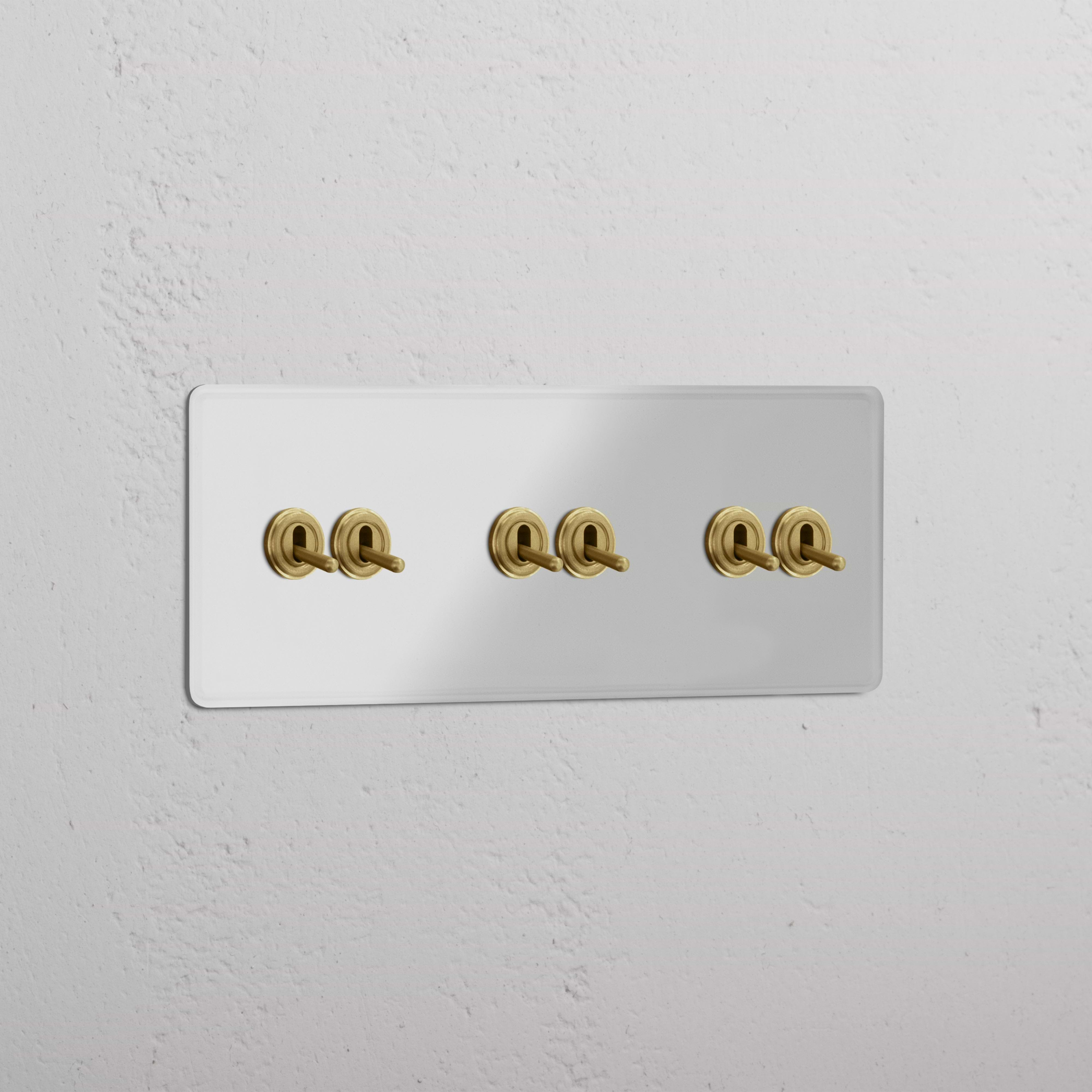 Triple 6x Toggle Switch - Clear Antique Brass