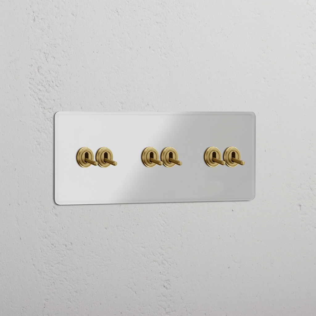 Triple 6x Toggle Switch - Clear Antique Brass