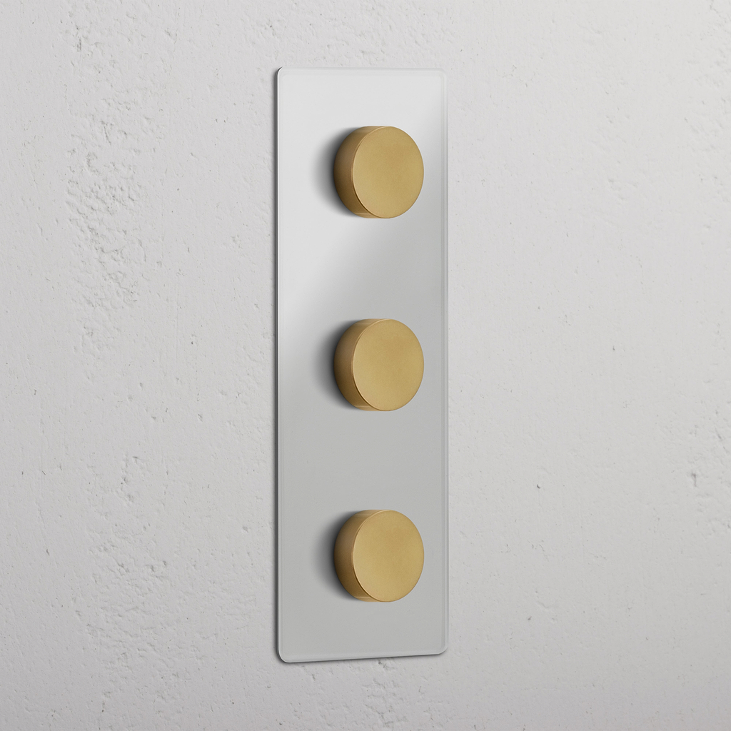 Triple 3x Vertical Dimmer Switch - Clear Antique Brass