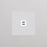 Moduł gniazda USB 30 W w pojedynczej ramce - Biały do malowania