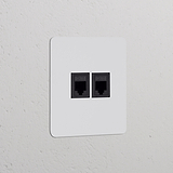 Moduł gniazda RJ45 x 2 w pojedynczej ramce - Czarny do malowania