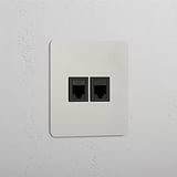 Single 2x RJ45 Module - Polished Nickel Black