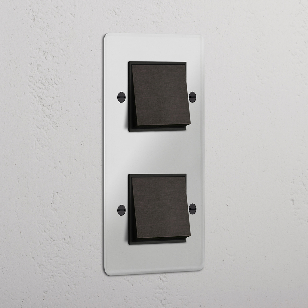 Double 2x Vertical Rocker Switch - Clear Bronze Black