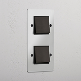 Double 2x Vertical Rocker Switch - Clear Bronze Black