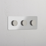 Triple 3x Dimmer Switch - Clear Polished Nickel