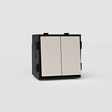 Double Two Way Rocker Switch EU - Polished Nickel Black