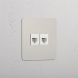 Single 2x RJ45 Module - Polished Nickel White