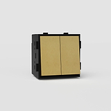 Double Two Way Rocker Switch EU - Antique Brass Black