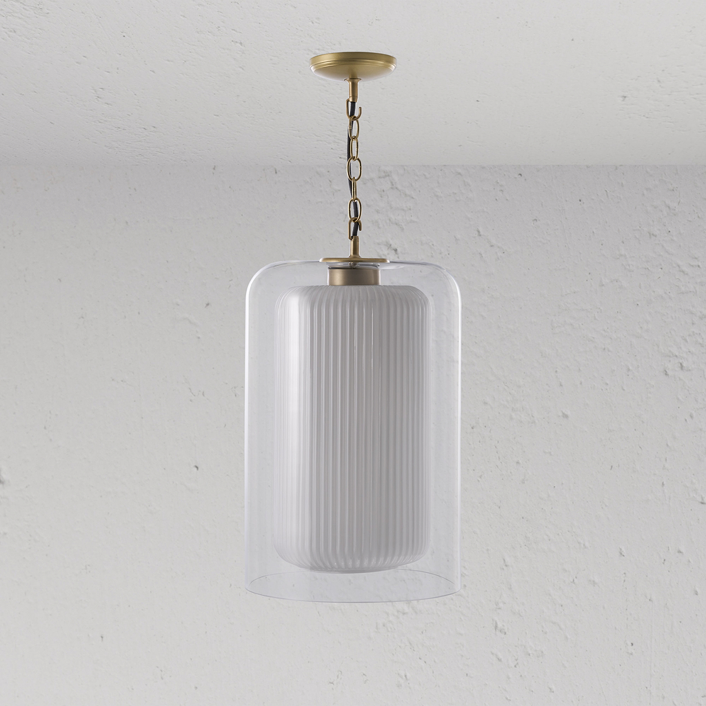 Windsor duża lampa wisząca z opalowym szkłem - Antyczny mosiądz