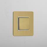 Single Rocker Switch (Cent) - Antique Brass White