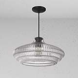Brookfield duża lampa wisząca z ryflowanym szkłem - Brąz