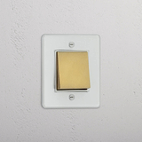 Single Rocker Switch (Ret) - Clear Antique Brass White