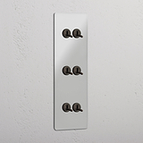 Triple 6x Vertical Toggle Switch - Clear Bronze