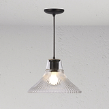 Hammersmith średnia lampa wisząca z ryflowanym szkłem - Brąz
