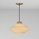 Brookfield średnia lampa wisząca z opalowym szkłem - Antyczny mosiądz